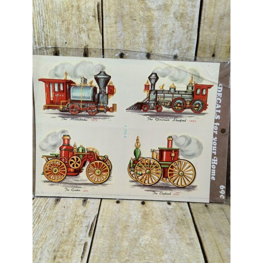 Vtg Steam Engines Of 1800s Trains Meyercord Decal Sheet